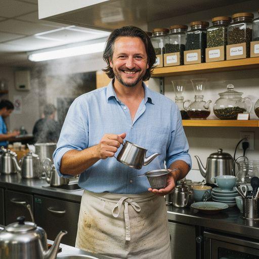 Foglie di tè essiccate sparse su un tavolo, mostrando la loro texture e colore vibrante.